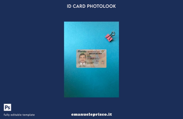 modello frontale photolook per carta d'identità USA Florida in stile verificato